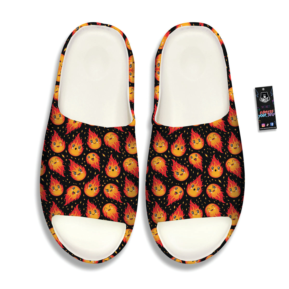 Cute Fire Cartoons Print Pattern Sandals-grizzshop