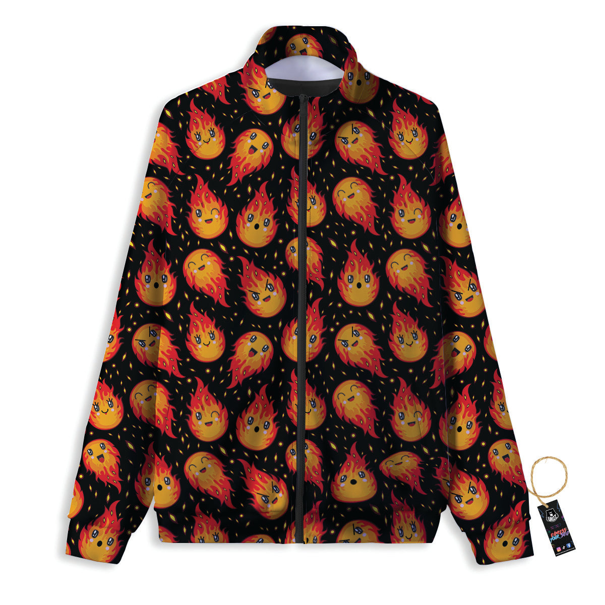 Cute Fire Cartoons Print Pattern Track Jacket-grizzshop