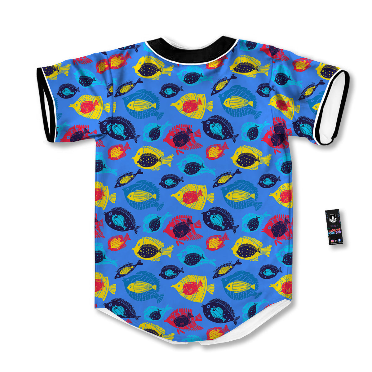 Cute Fish Colorful Blue Print Pattern Baseball Jersey-grizzshop