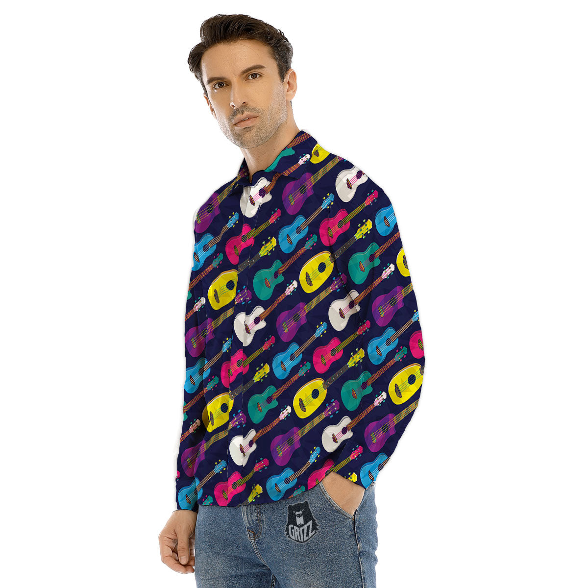 Cute Fish Colorful Blue Print Pattern Men's Dress Shirts-grizzshop