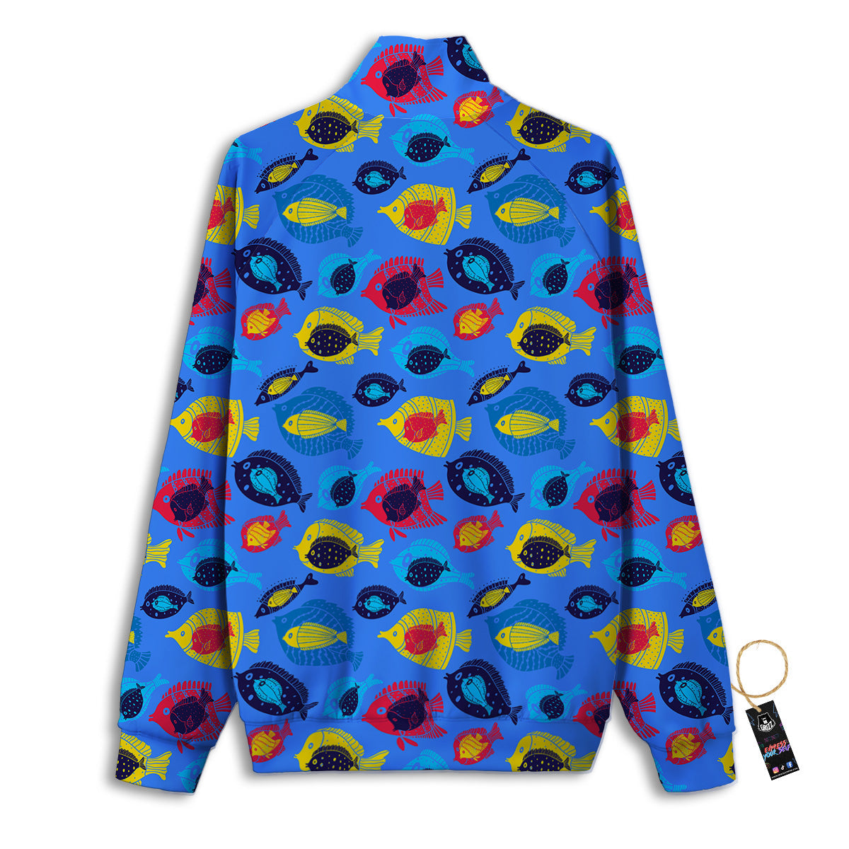 Cute Fish Colorful Blue Print Pattern Track Jacket-grizzshop