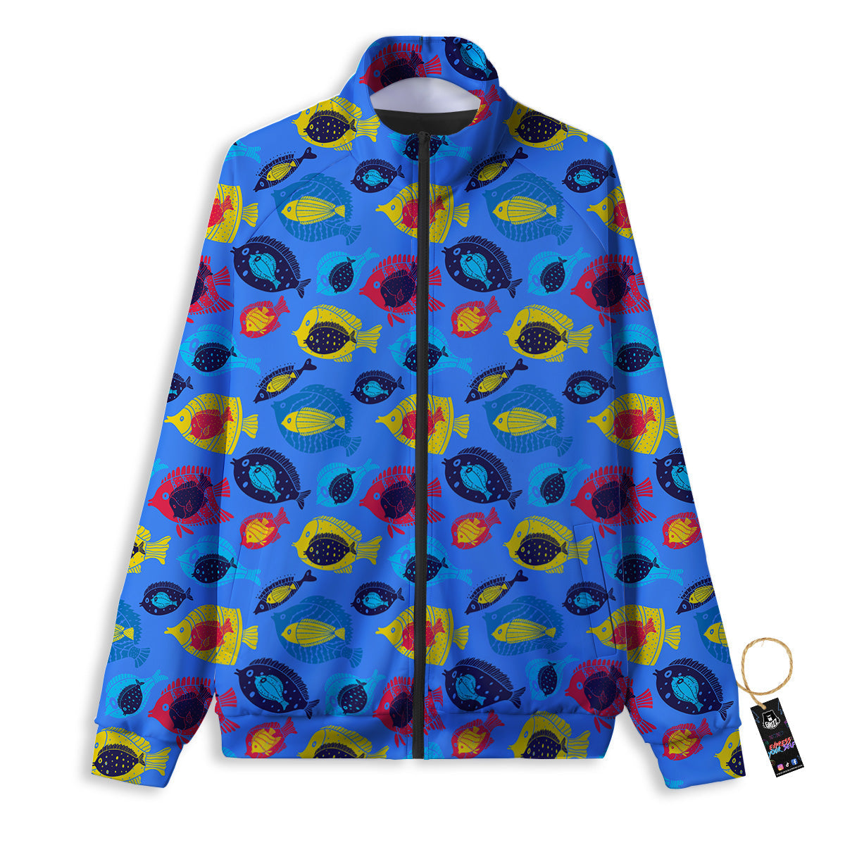 Cute Fish Colorful Blue Print Pattern Track Jacket-grizzshop