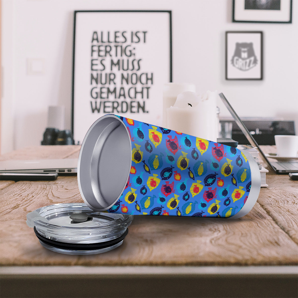 Cute Fish Colorful Blue Print Pattern Tumbler-grizzshop