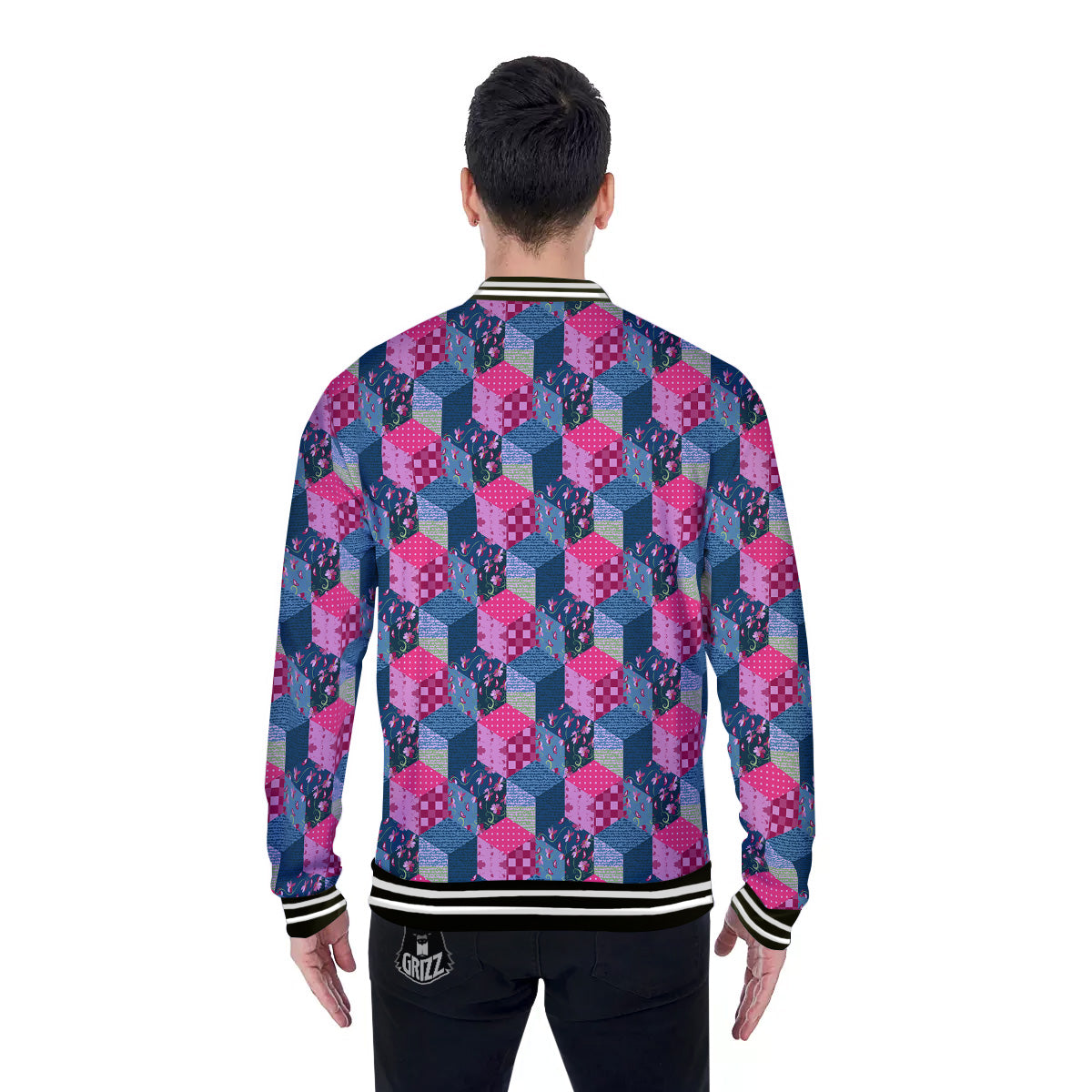 Cute Floral Patchwork Print Pattern Baseball Jacket-grizzshop