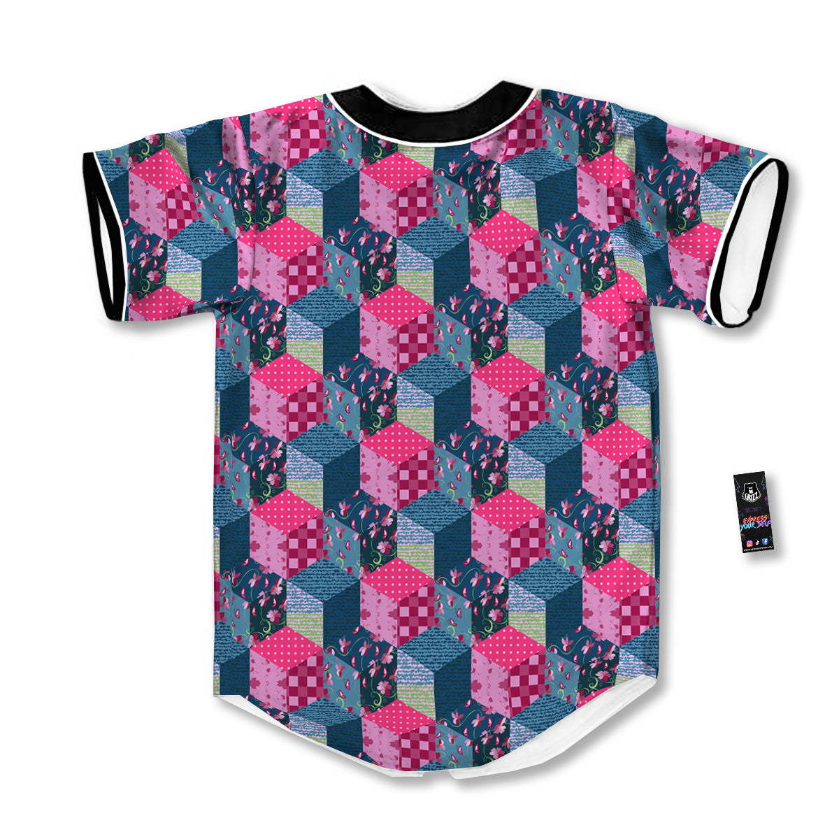 Cute Floral Patchwork Print Pattern Baseball Jersey-grizzshop