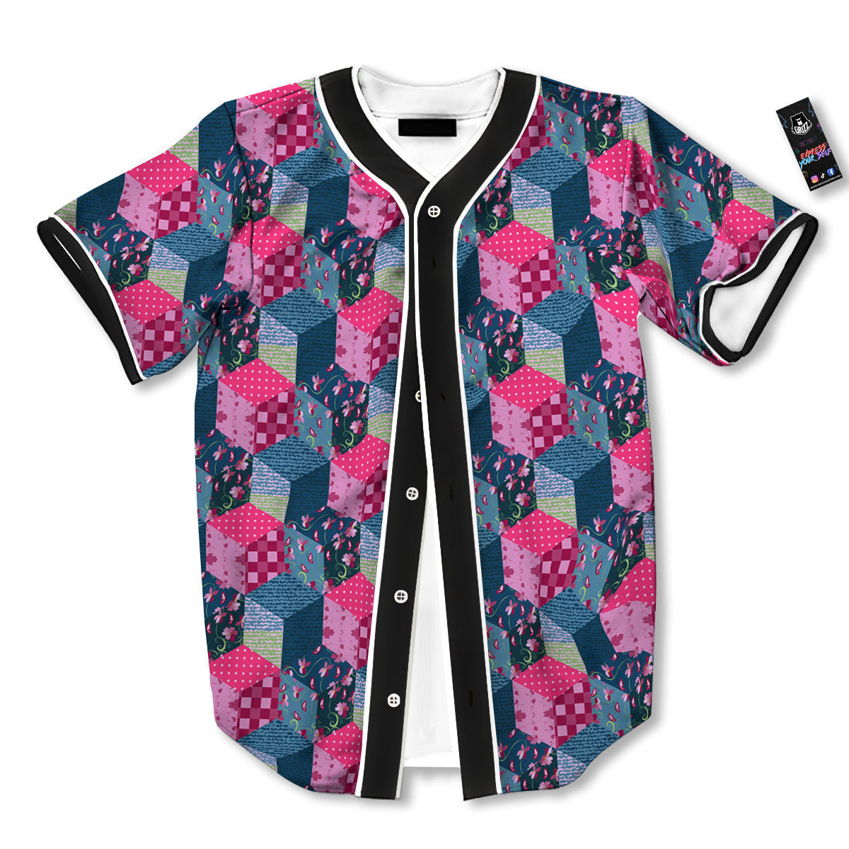 Cute Floral Patchwork Print Pattern Baseball Jersey-grizzshop