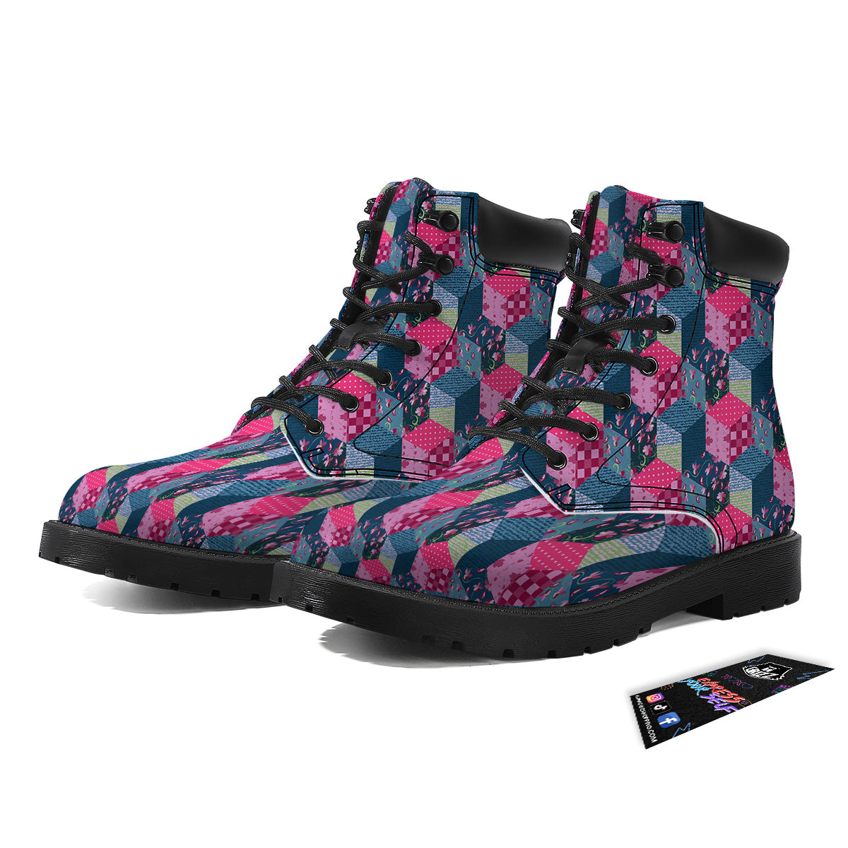 Cute Floral Patchwork Print Pattern Boots-grizzshop