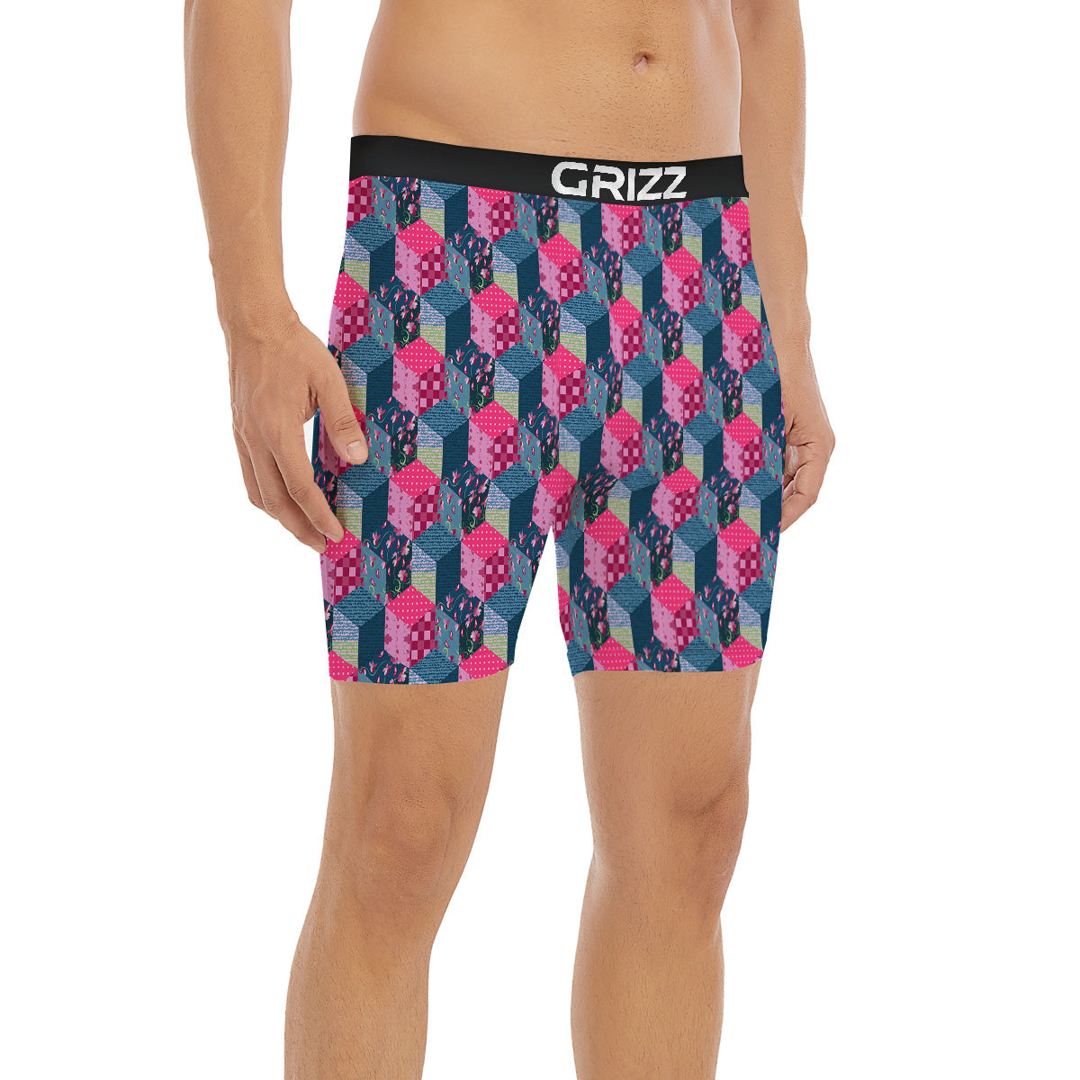 Cute Floral Patchwork Print Pattern Boxer Briefs-grizzshop