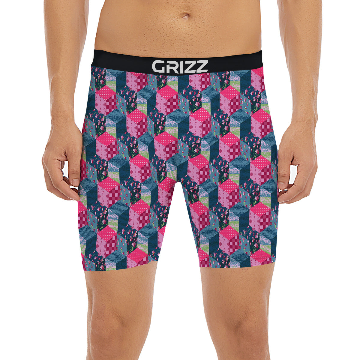Cute Floral Patchwork Print Pattern Boxer Briefs-grizzshop