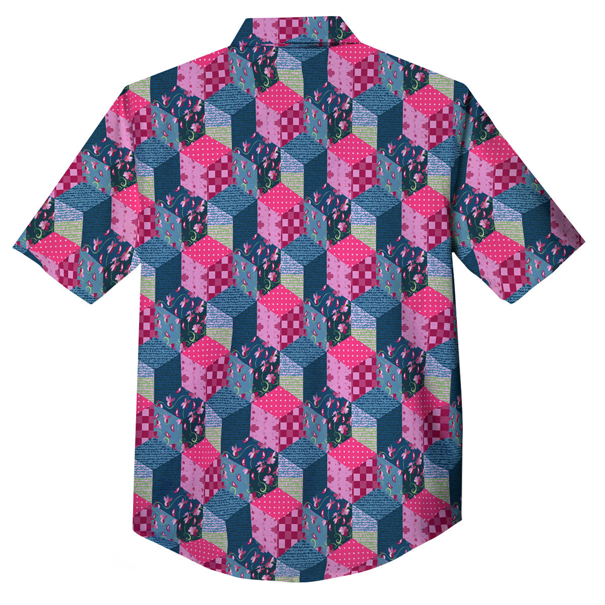 Cute Floral Patchwork Print Pattern Button Up Shirt-grizzshop