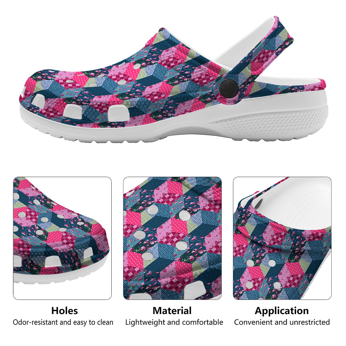 Cute Floral Patchwork Print Pattern Clog-grizzshop