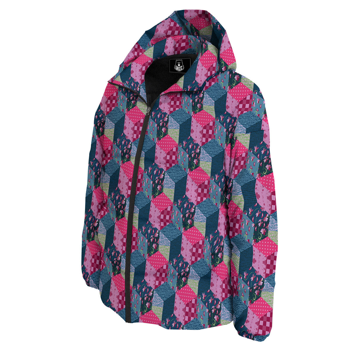 Cute Floral Patchwork Print Pattern Down Jacket-grizzshop