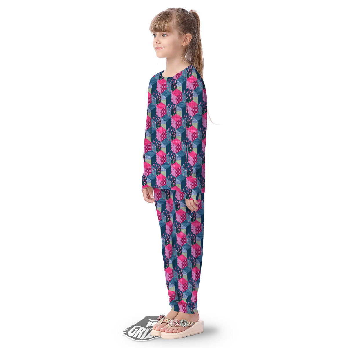 Cute Floral Patchwork Print Pattern Kid's Pajamas-grizzshop