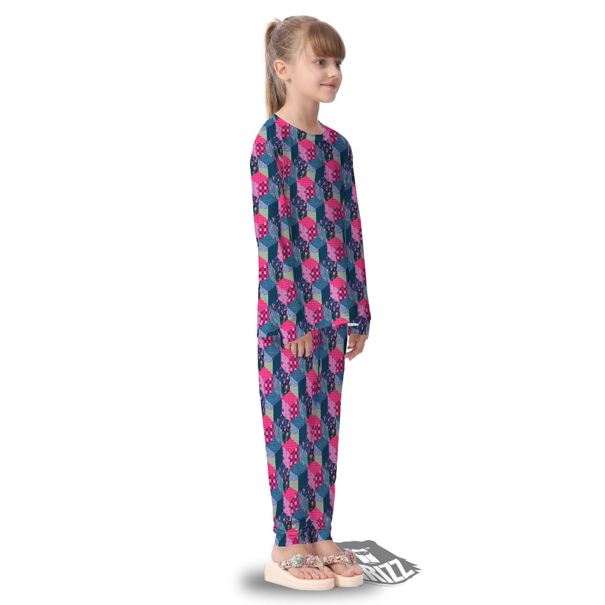 Cute Floral Patchwork Print Pattern Kid's Pajamas-grizzshop