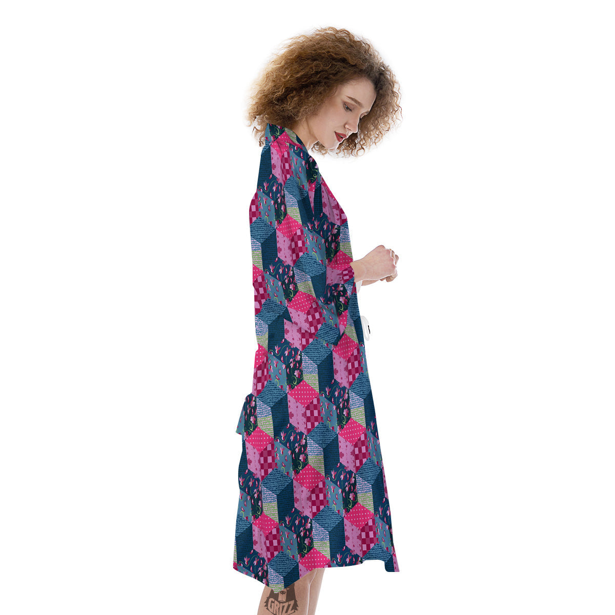 Cute Floral Patchwork Print Pattern Kimono-grizzshop