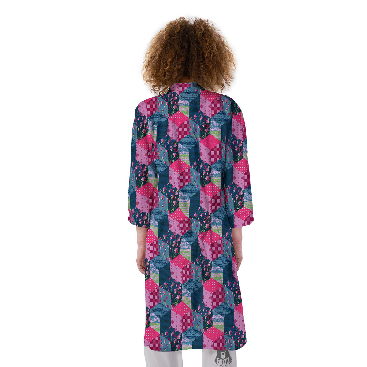 Cute Floral Patchwork Print Pattern Kimono-grizzshop