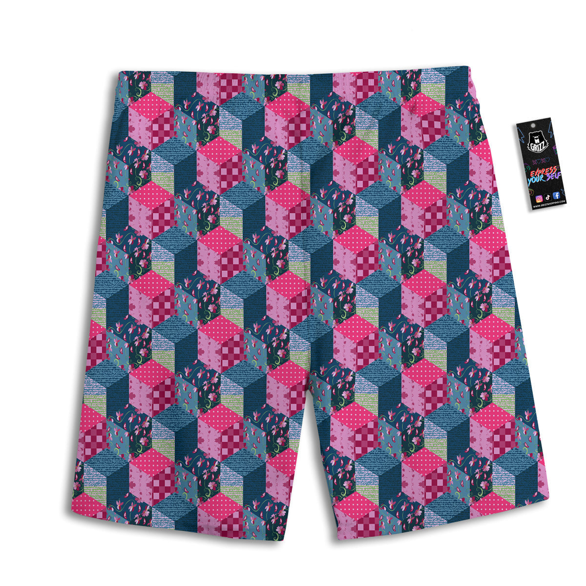 Cute Floral Patchwork Print Pattern Men's Athletic Shorts