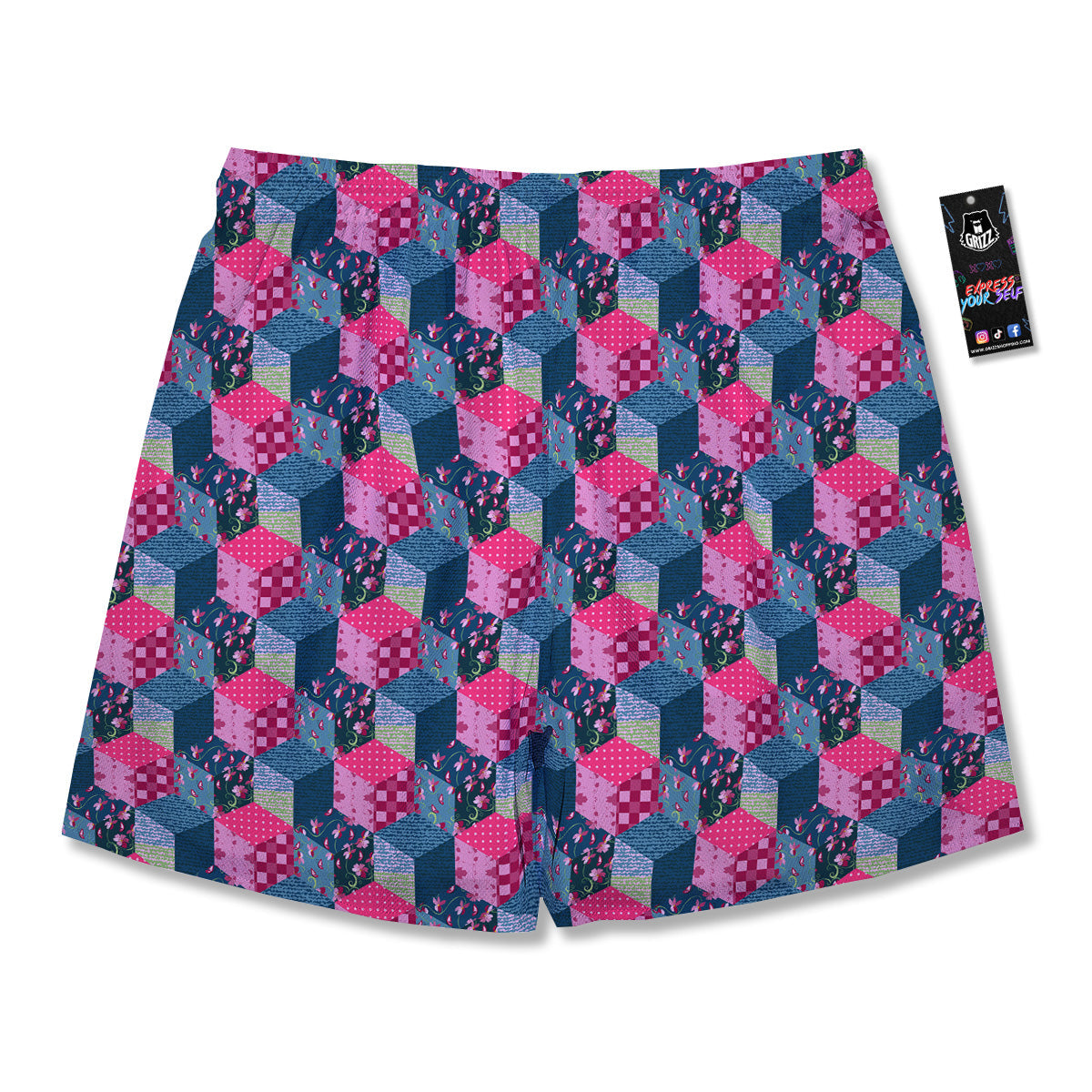 Cute Floral Patchwork Print Pattern Men's Running Shorts-grizzshop