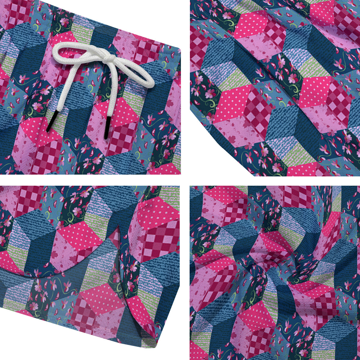Cute Floral Patchwork Print Pattern Men's Running Shorts-grizzshop