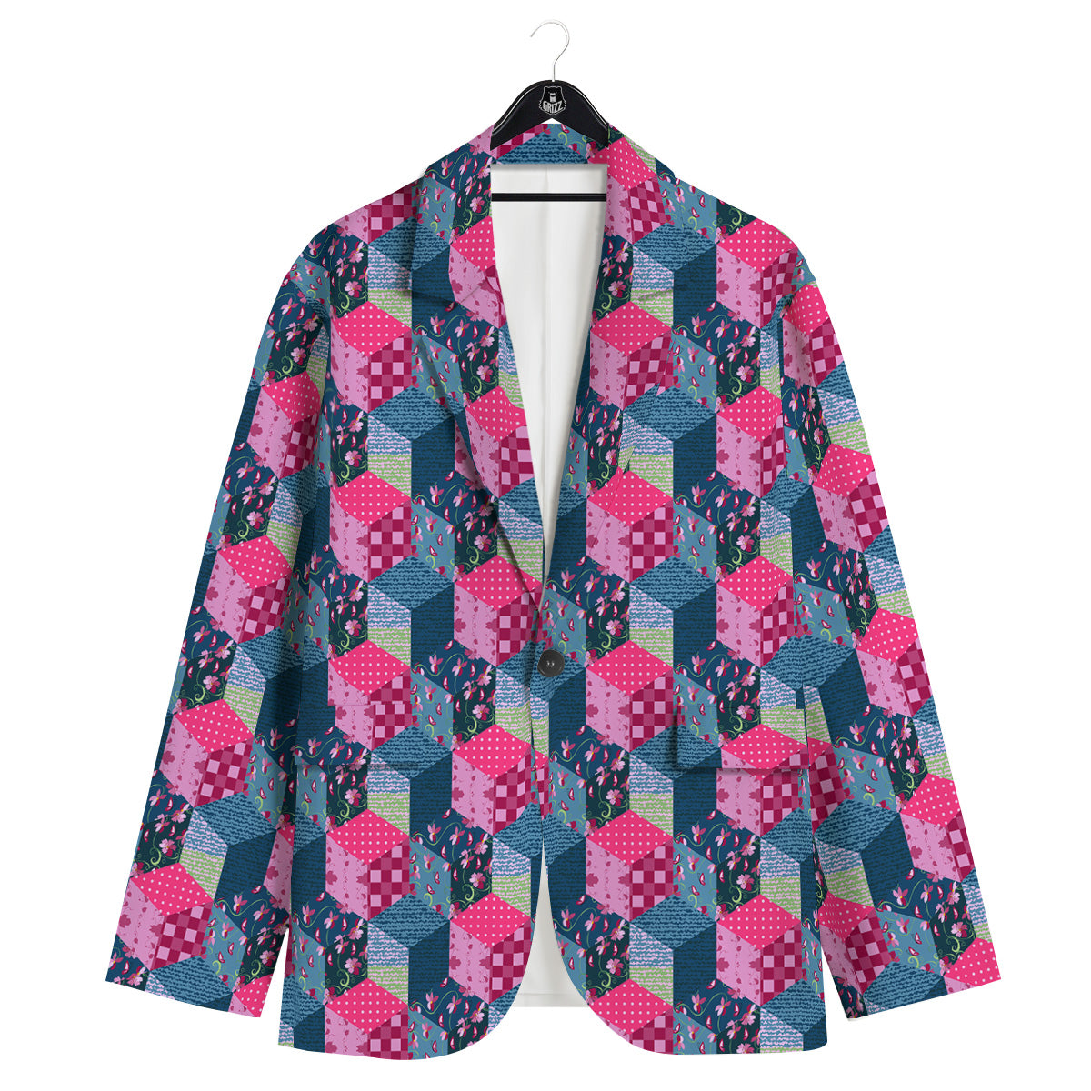 Cute Floral Patchwork Print Pattern Men's Sport Coat-grizzshop