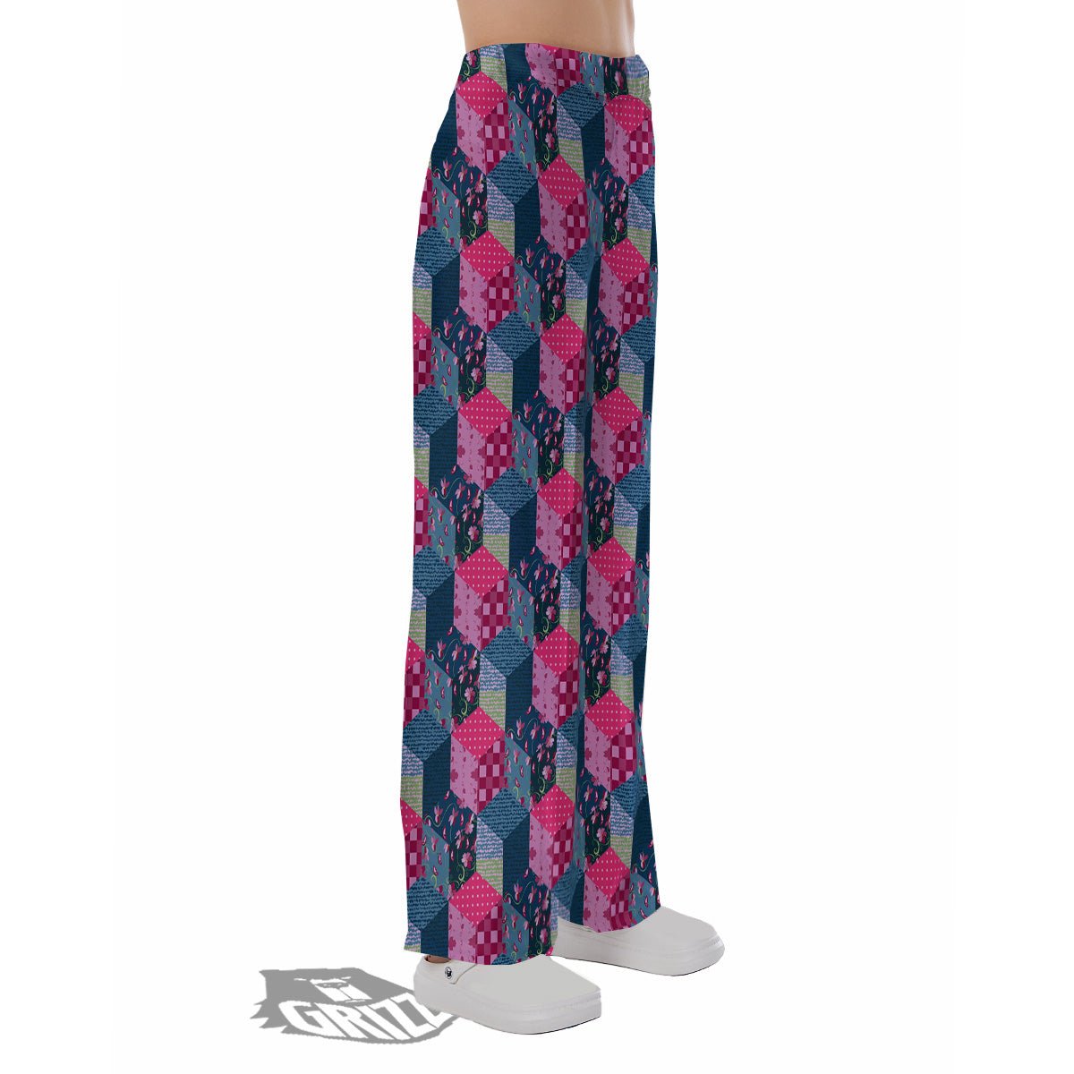 Cute Floral Patchwork Print Pattern Pajama Pants-grizzshop