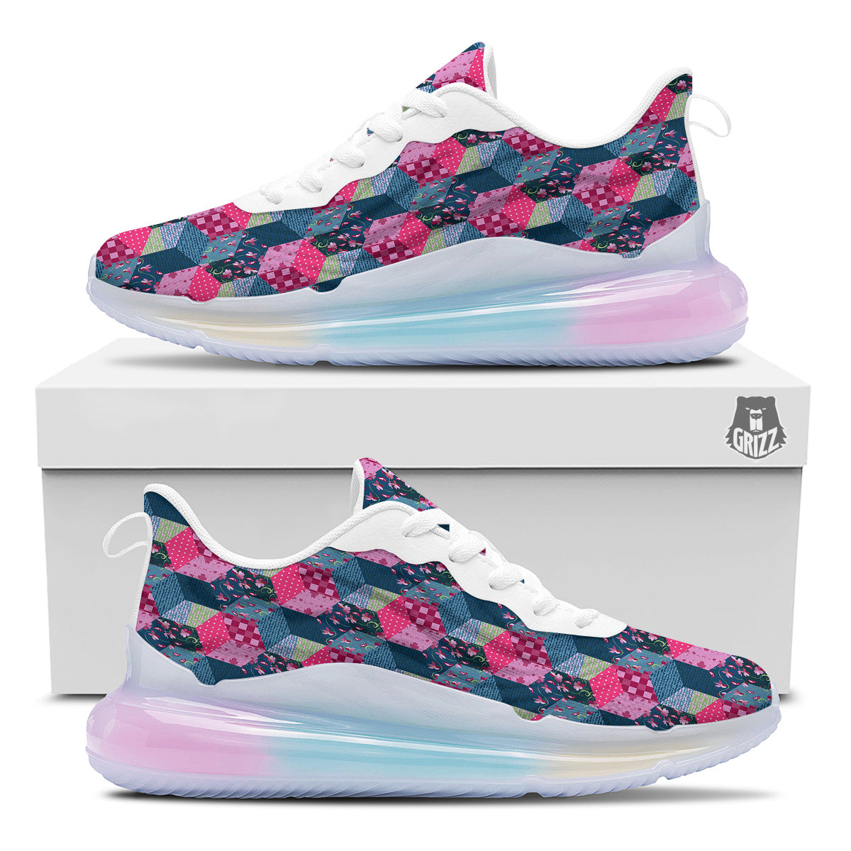 Cute Floral Patchwork Print Pattern Running Sneakers-grizzshop