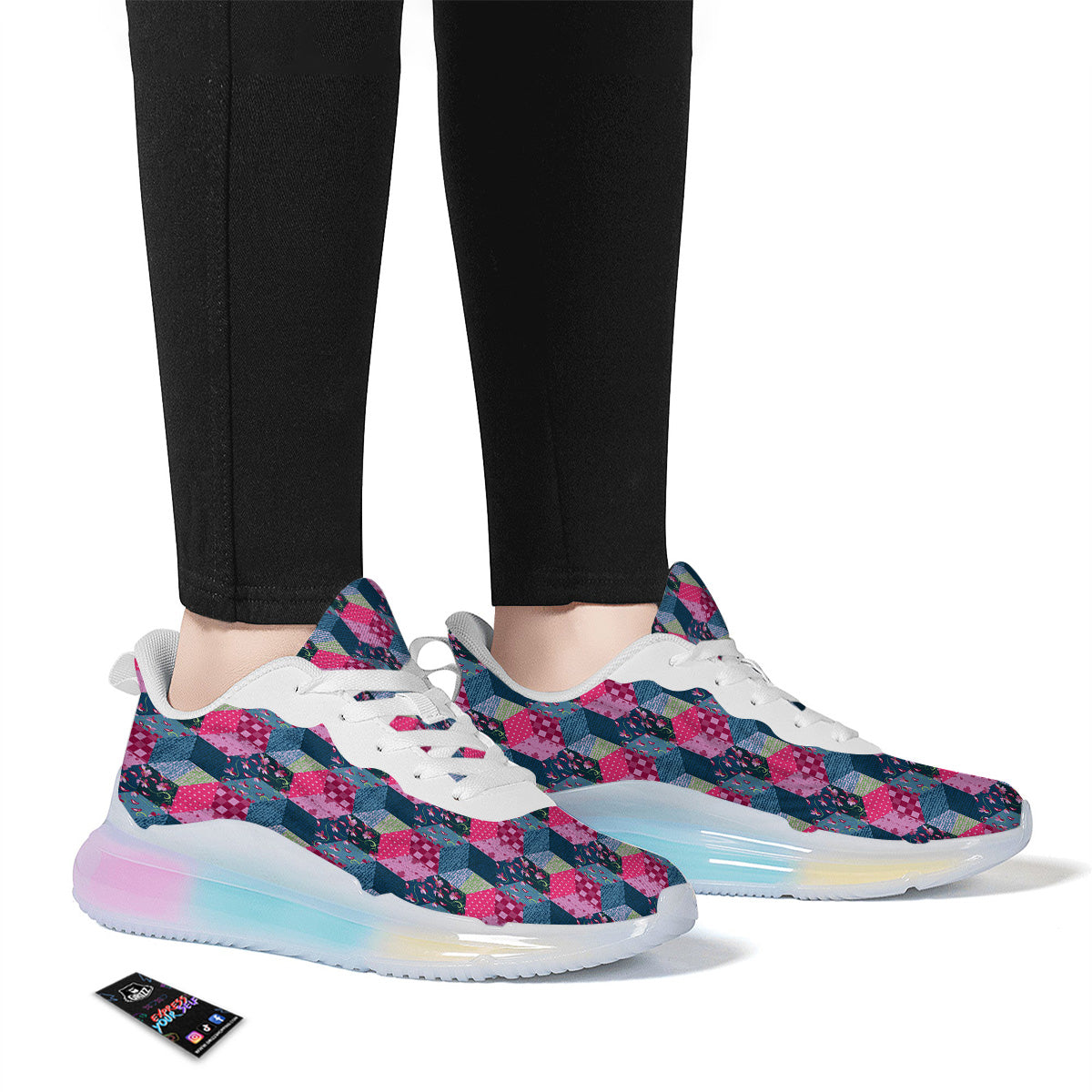Cute Floral Patchwork Print Pattern Running Sneakers-grizzshop