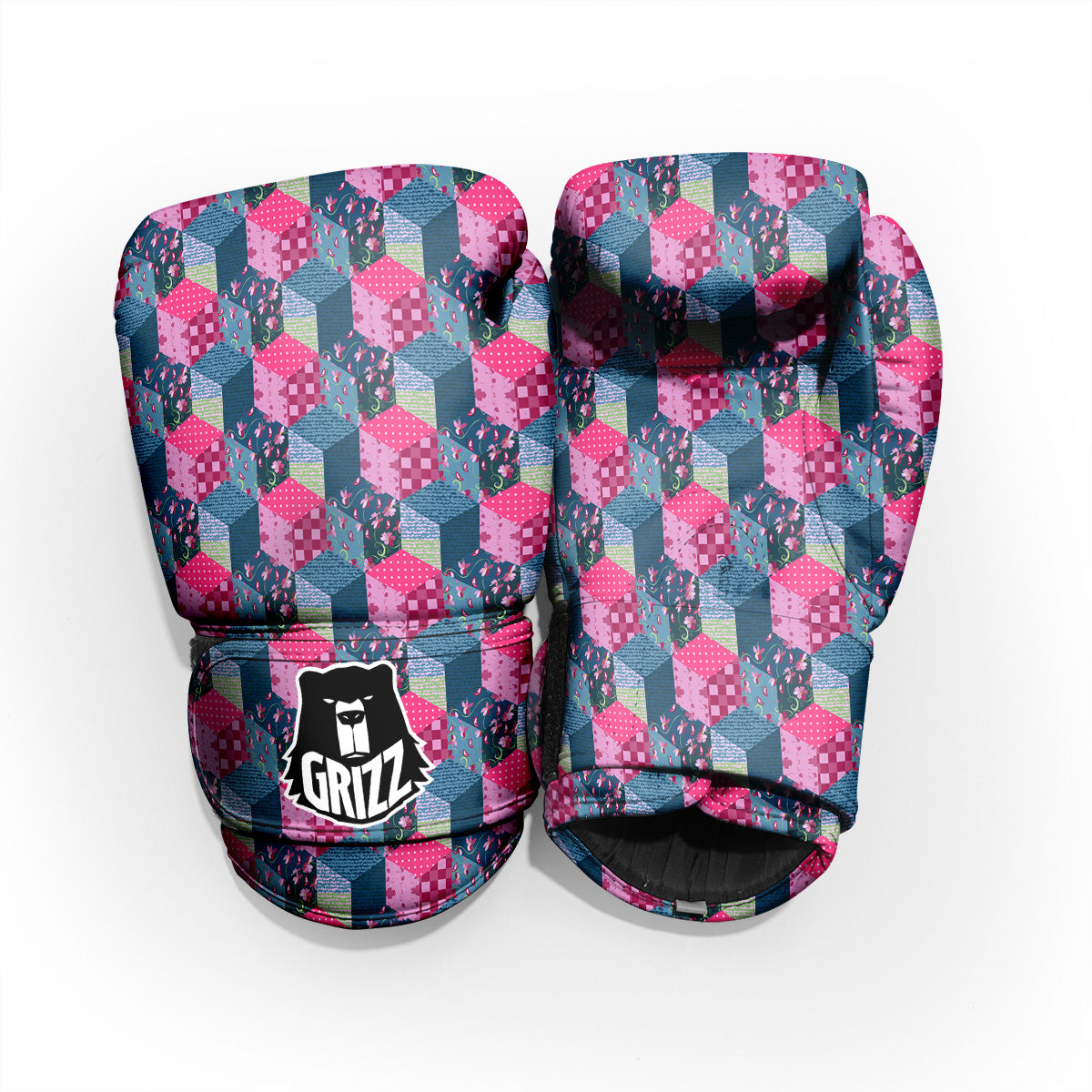 Cute Floral Patchwork Print Pattern Pro Boxing Glove