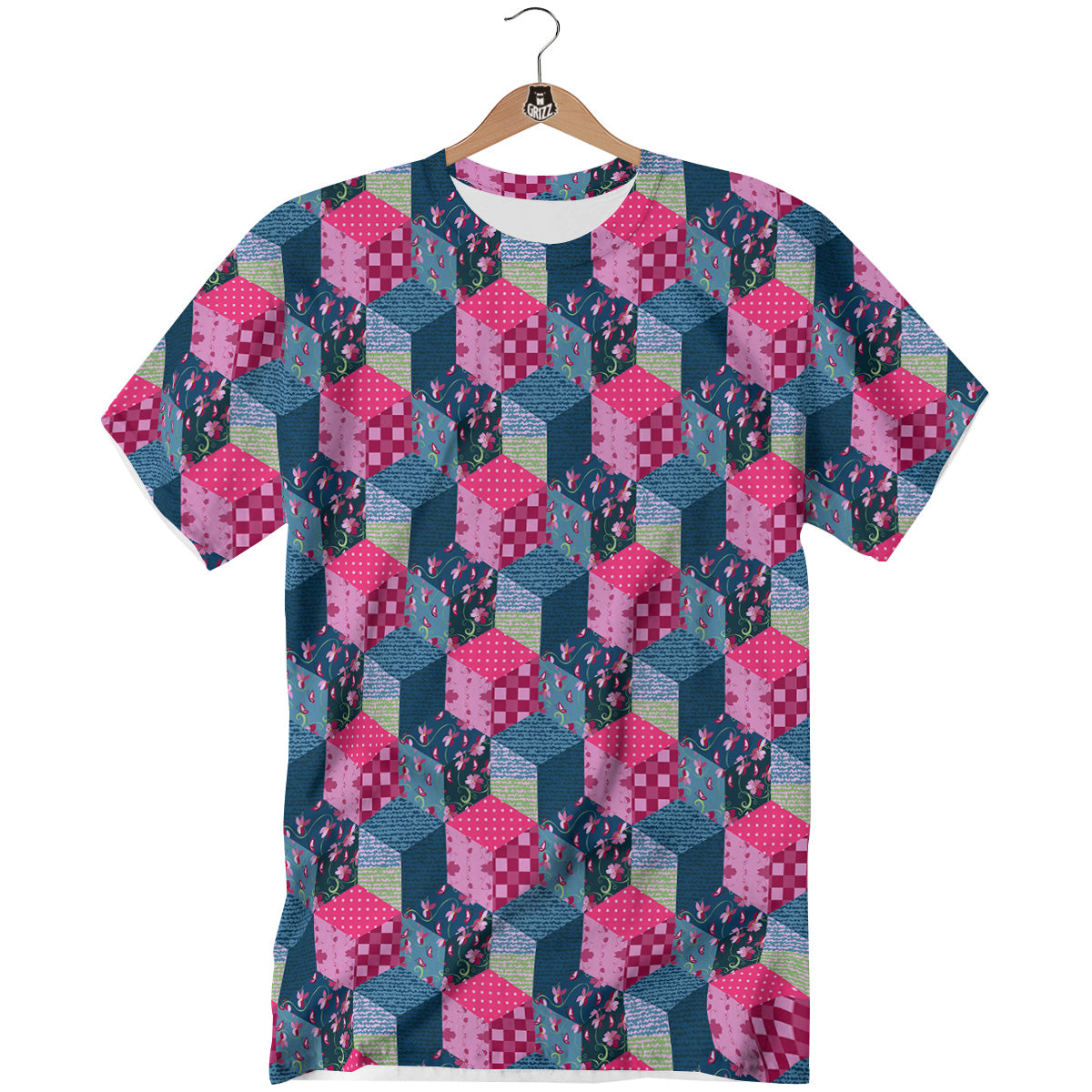 Cute Floral Patchwork Print Pattern T-Shirt-grizzshop