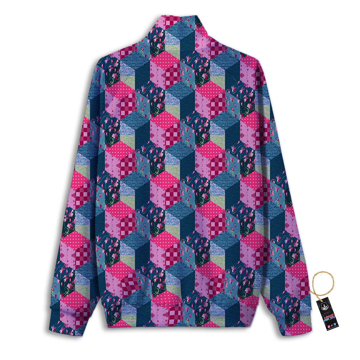 Cute Floral Patchwork Print Pattern Track Jacket-grizzshop