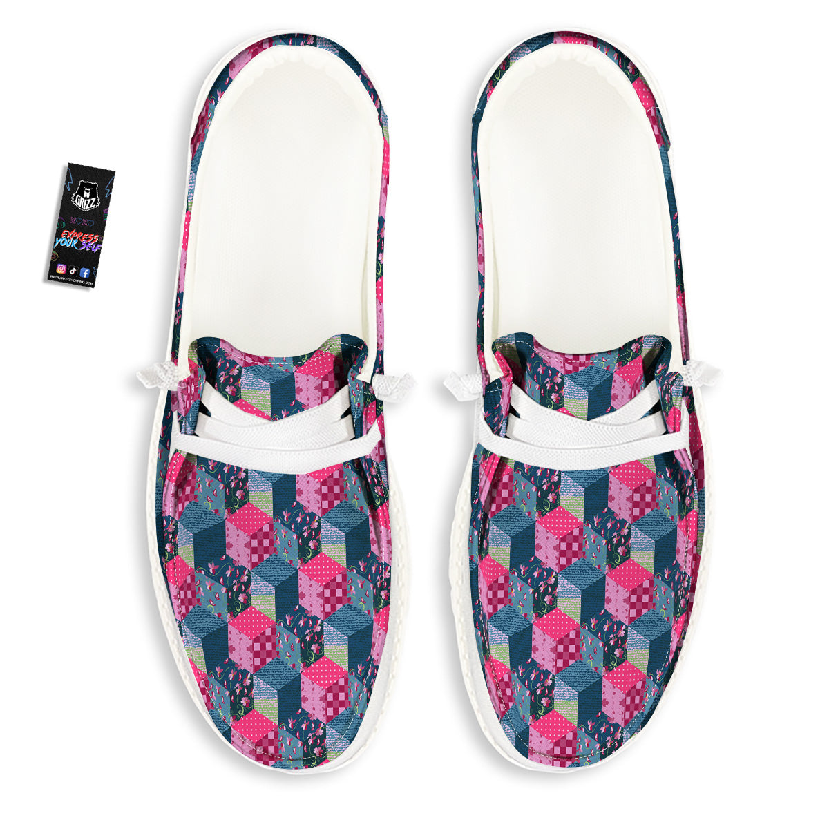 Cute Floral Patchwork Print Pattern White Loafers-grizzshop