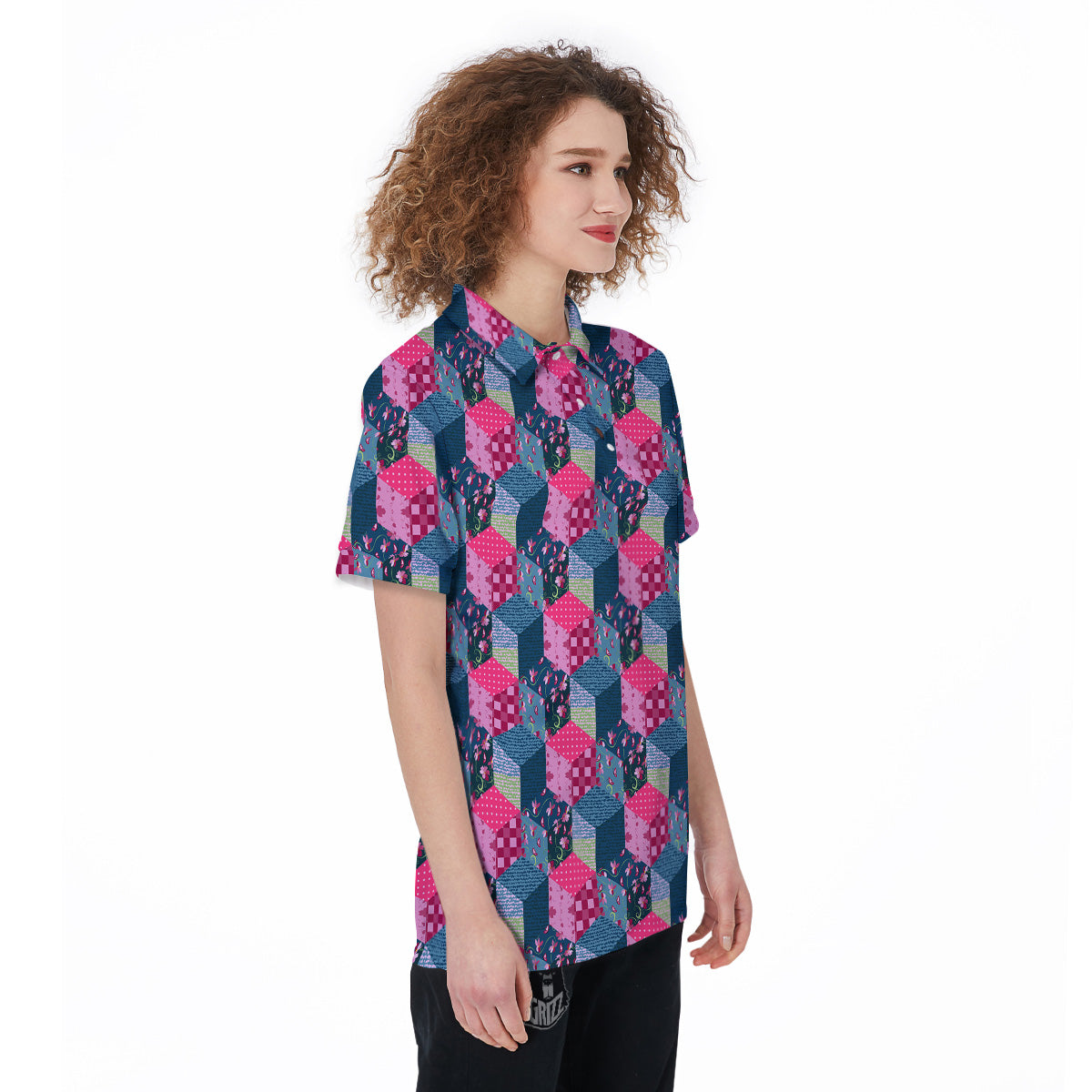 Cute Floral Patchwork Print Pattern Women's Golf Shirts-grizzshop