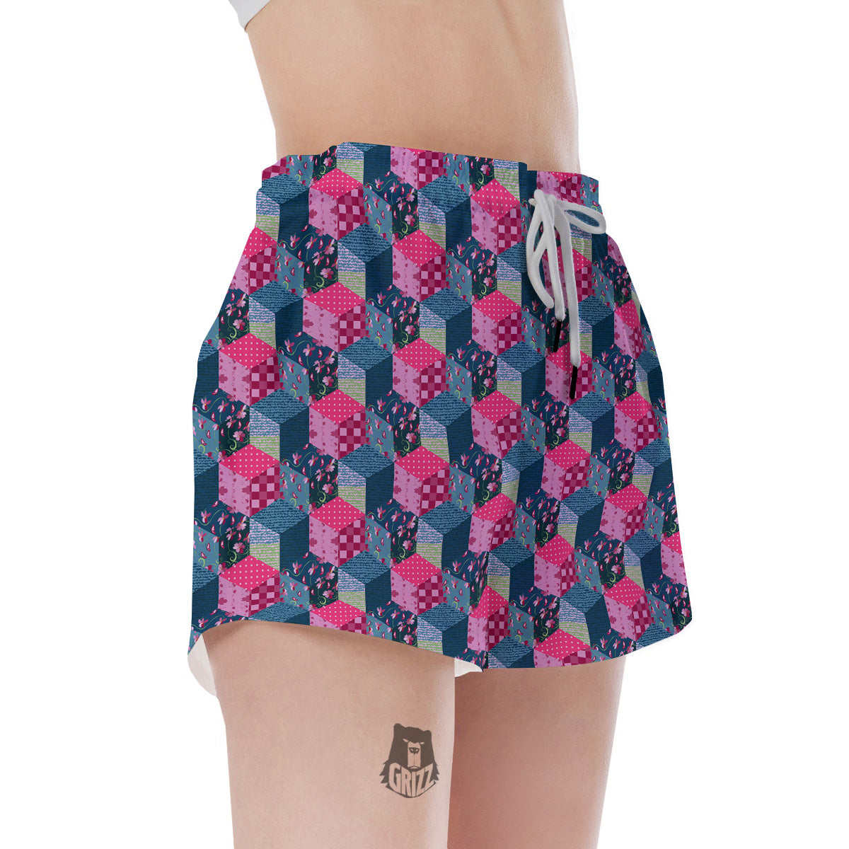 Cute Floral Patchwork Print Pattern Women's Shorts-grizzshop