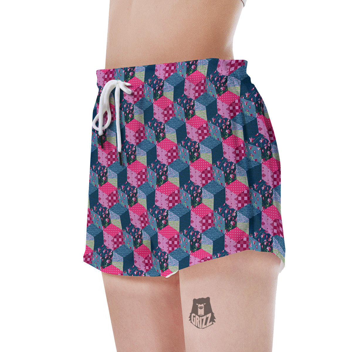 Cute Floral Patchwork Print Pattern Women's Shorts-grizzshop