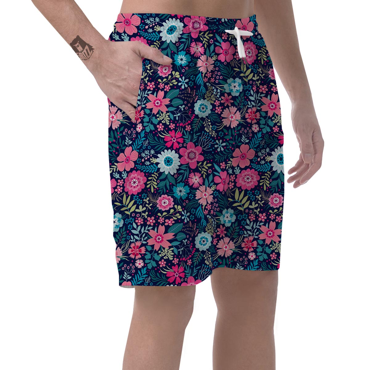 Cute Flower Floral Print Men's Shorts-grizzshop