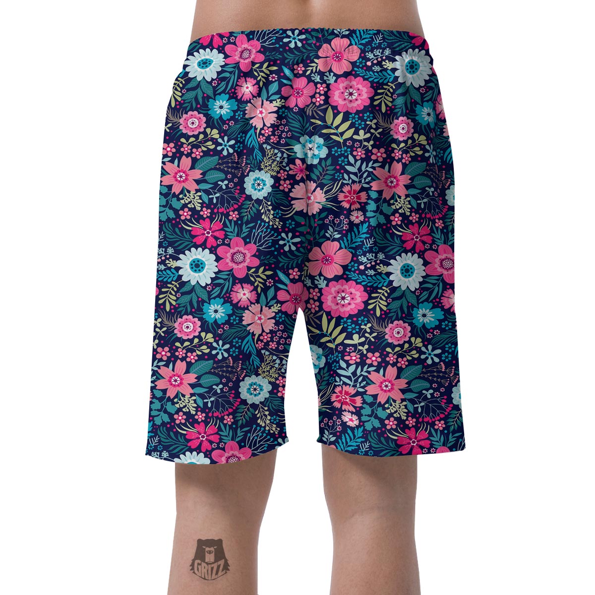 Cute Flower Floral Print Men's Shorts-grizzshop