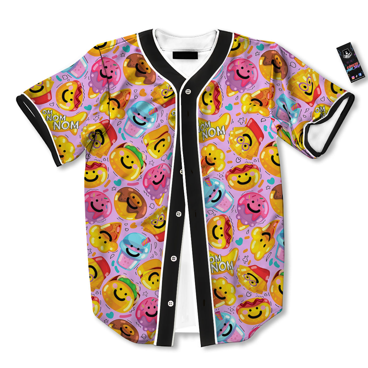 Cute Food Emoji Print Pattern Baseball Jersey-grizzshop