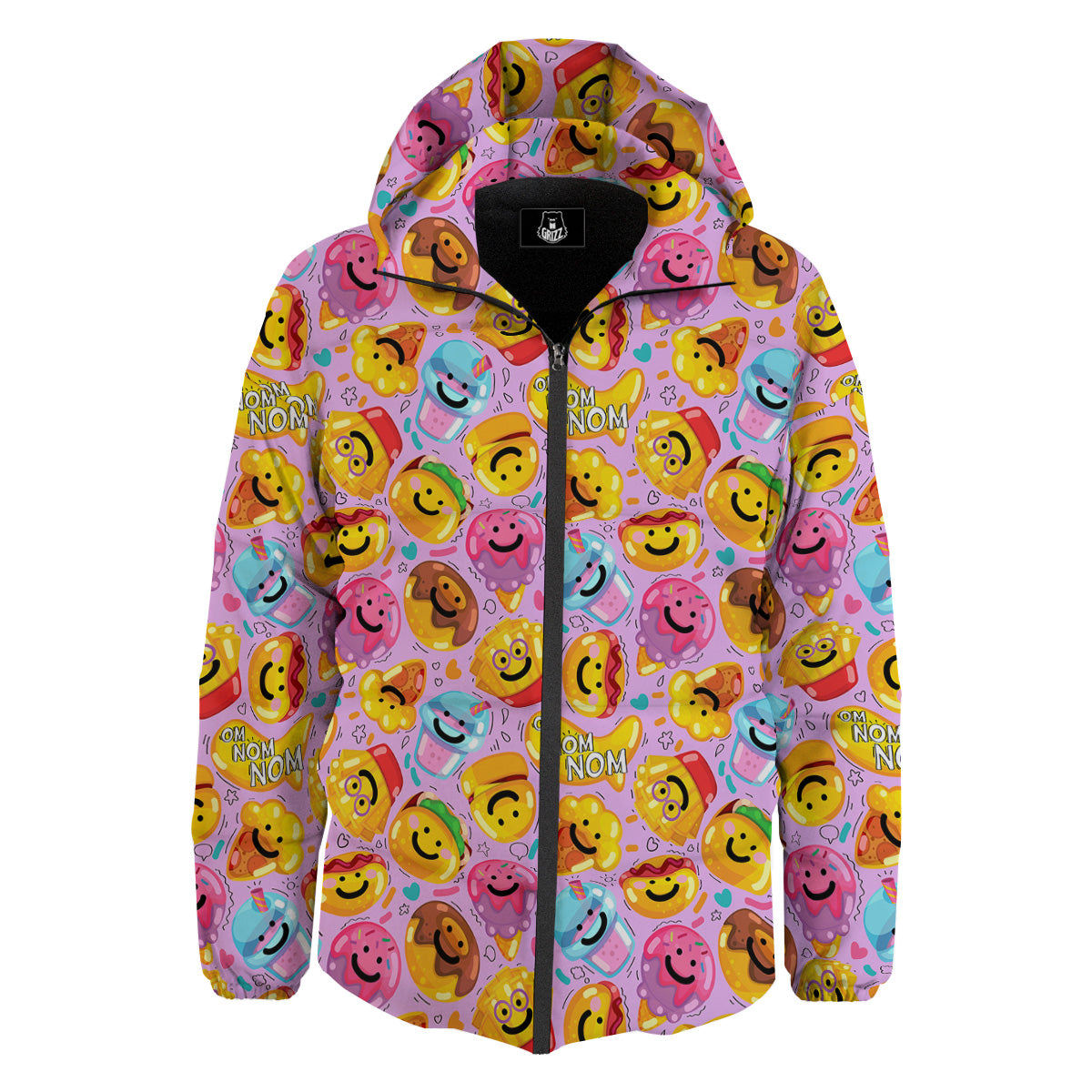 Cute Food Emoji Print Pattern Down Jacket-grizzshop