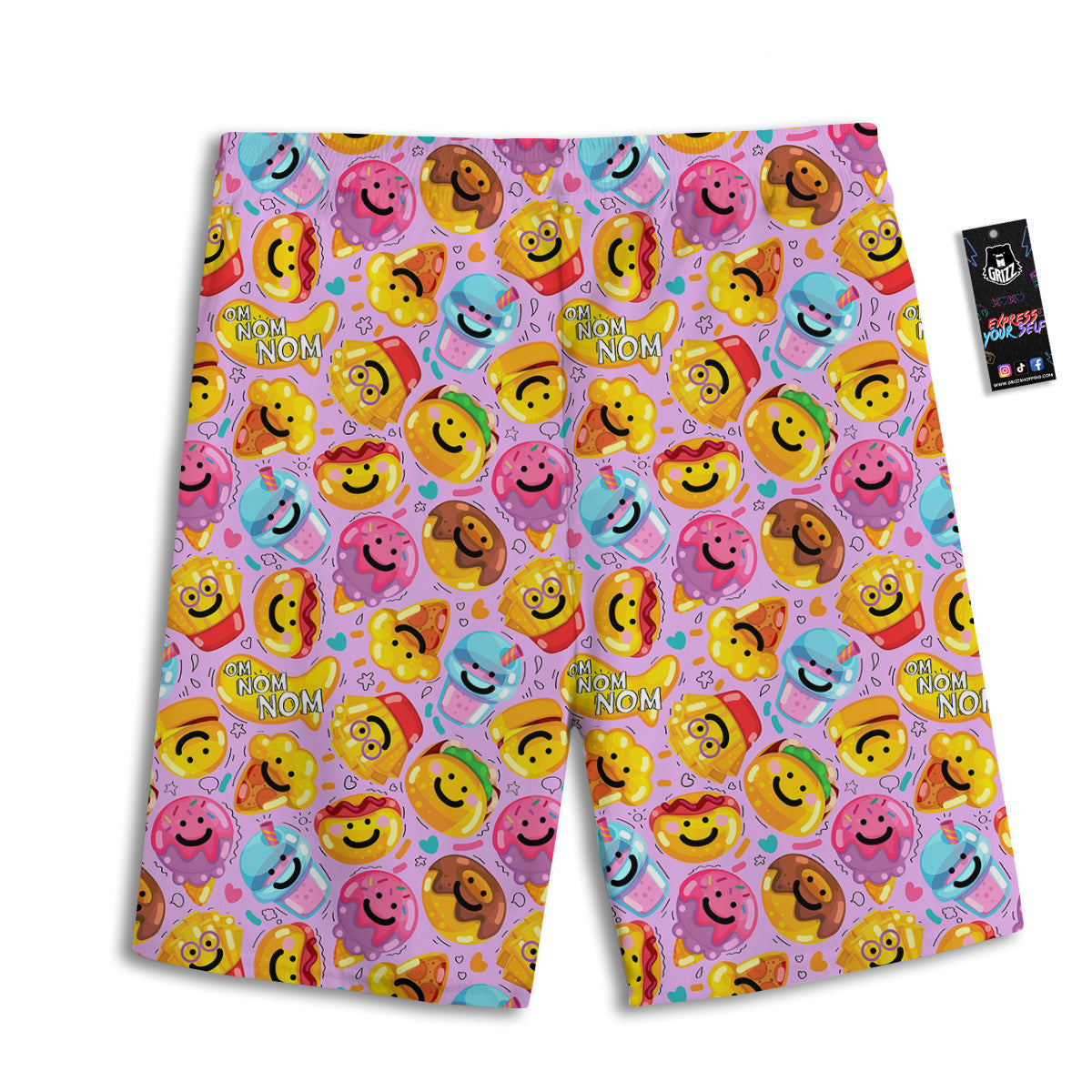 Cute Food Emoji Print Pattern Men's Athletic Shorts