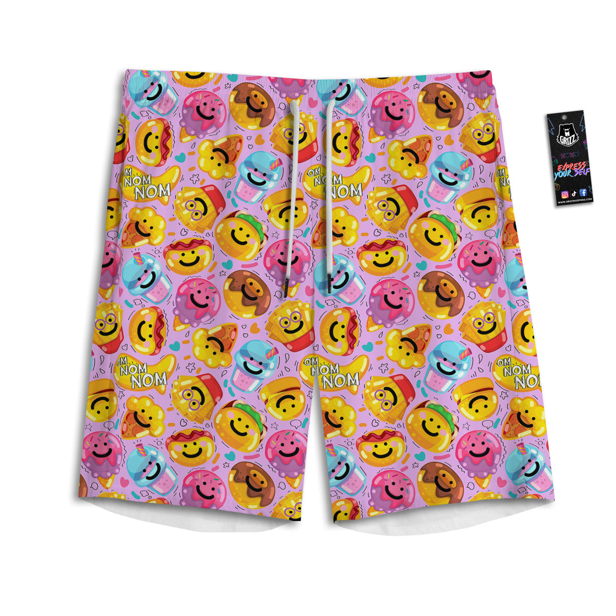 Cute Food Emoji Print Pattern Men's Athletic Shorts