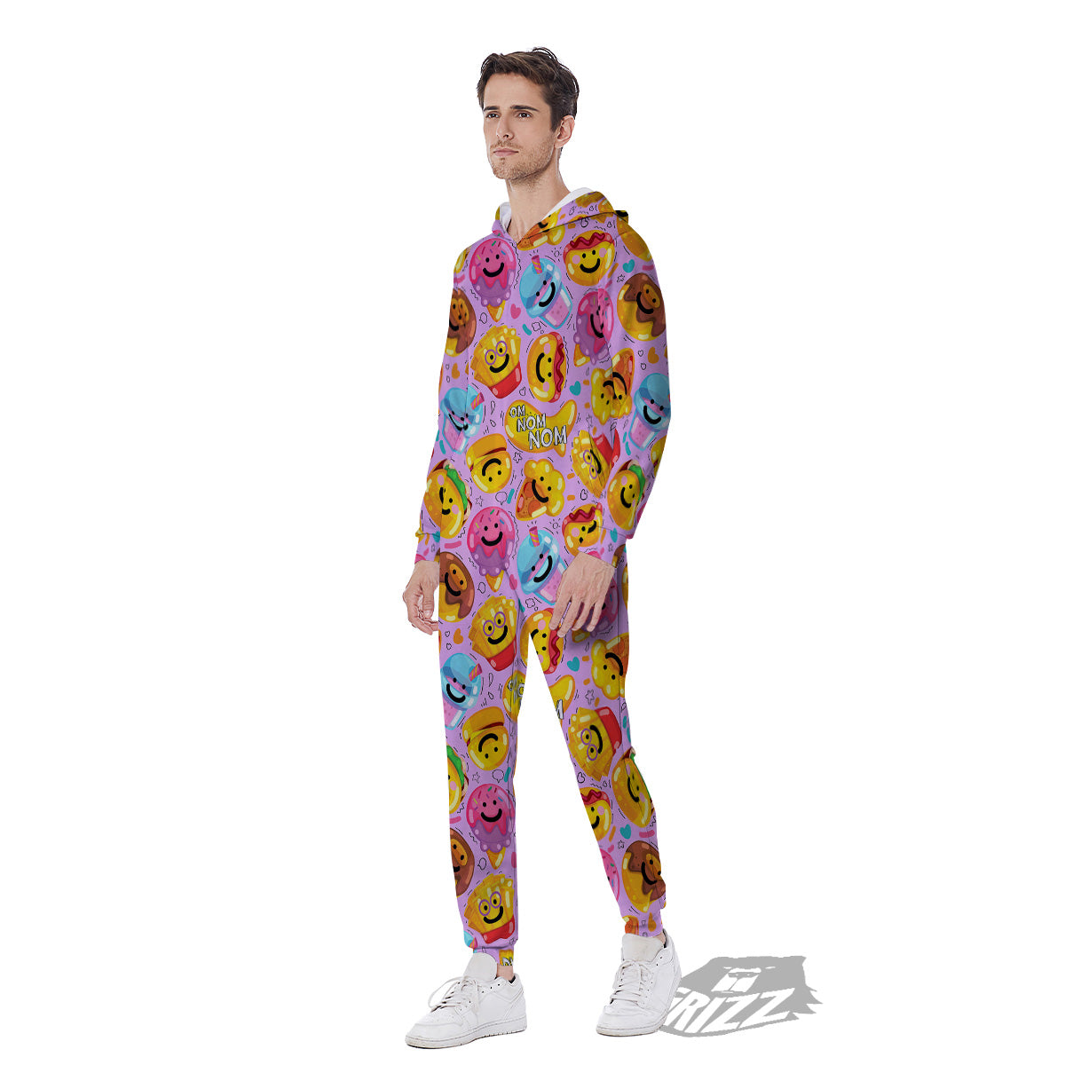 Cute Food Emoji Print Pattern Men's Jumpsuit-grizzshop