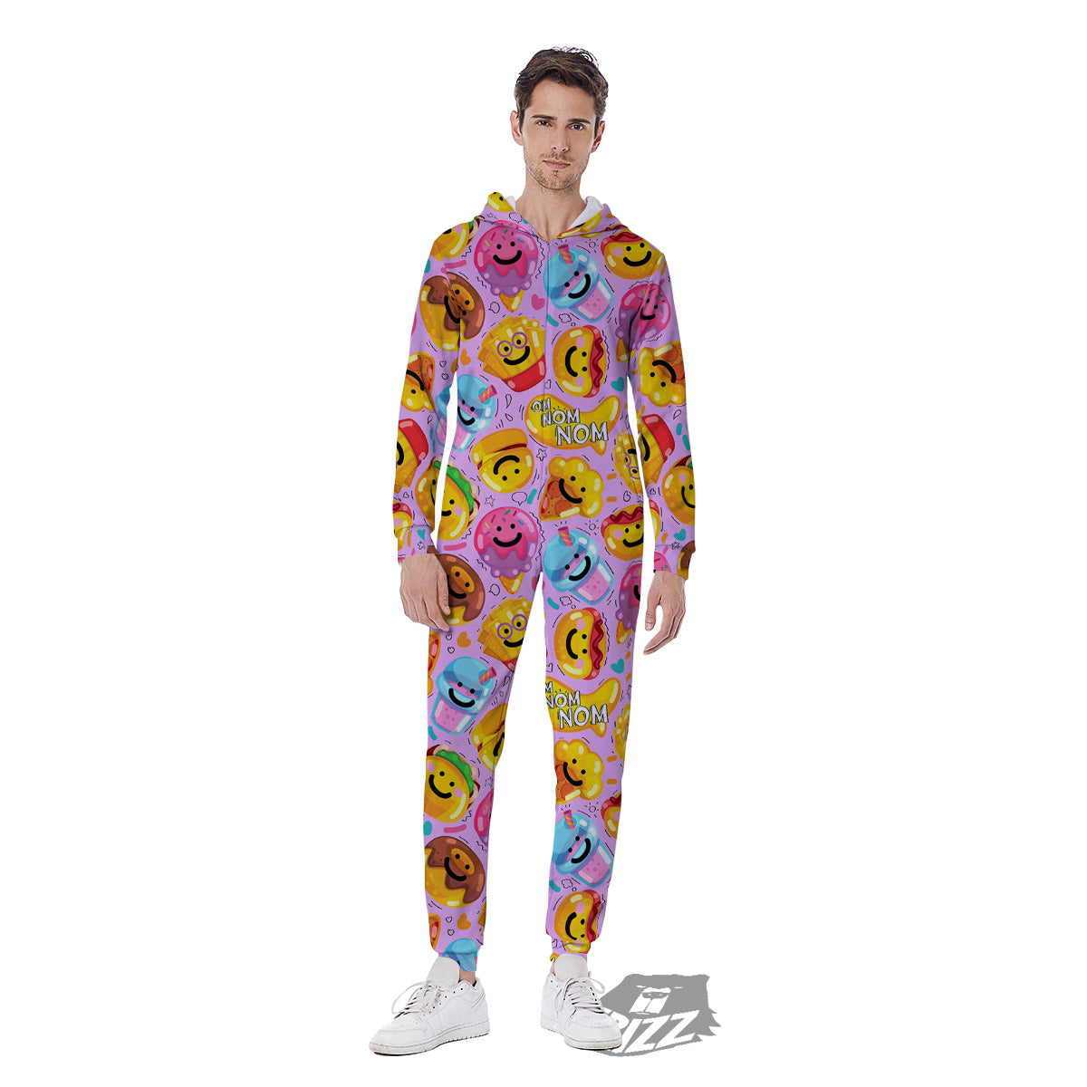 Cute Food Emoji Print Pattern Men's Jumpsuit-grizzshop
