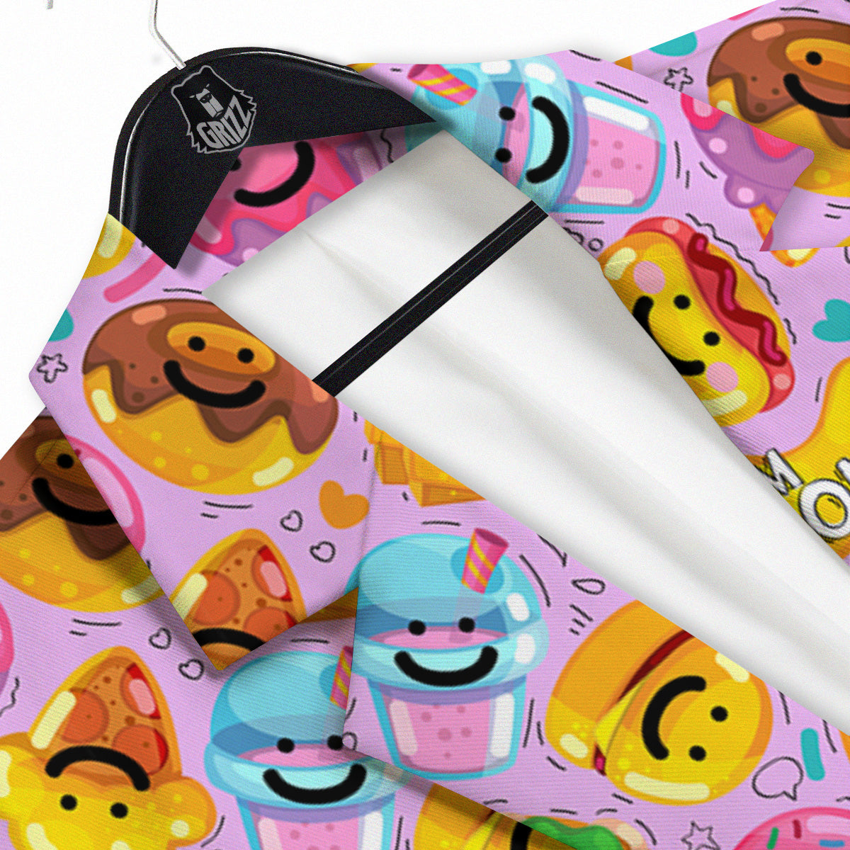 Cute Food Emoji Print Pattern Men's Sport Coat-grizzshop