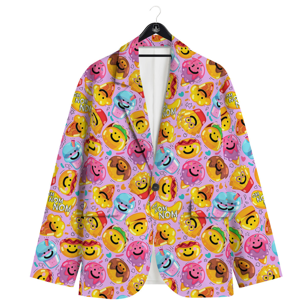 Cute Food Emoji Print Pattern Men's Sport Coat-grizzshop
