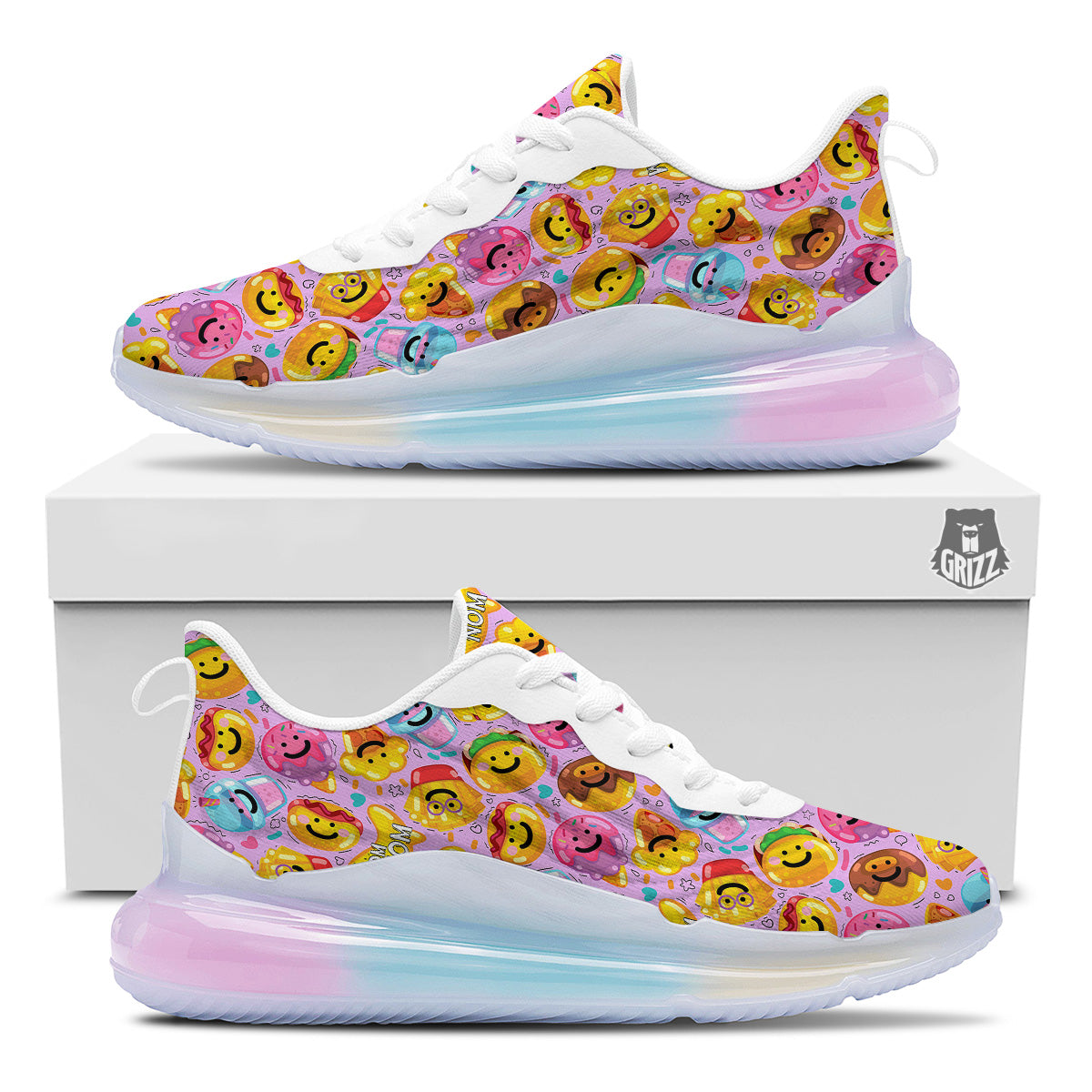 Cute Food Emoji Print Pattern Running Sneakers-grizzshop