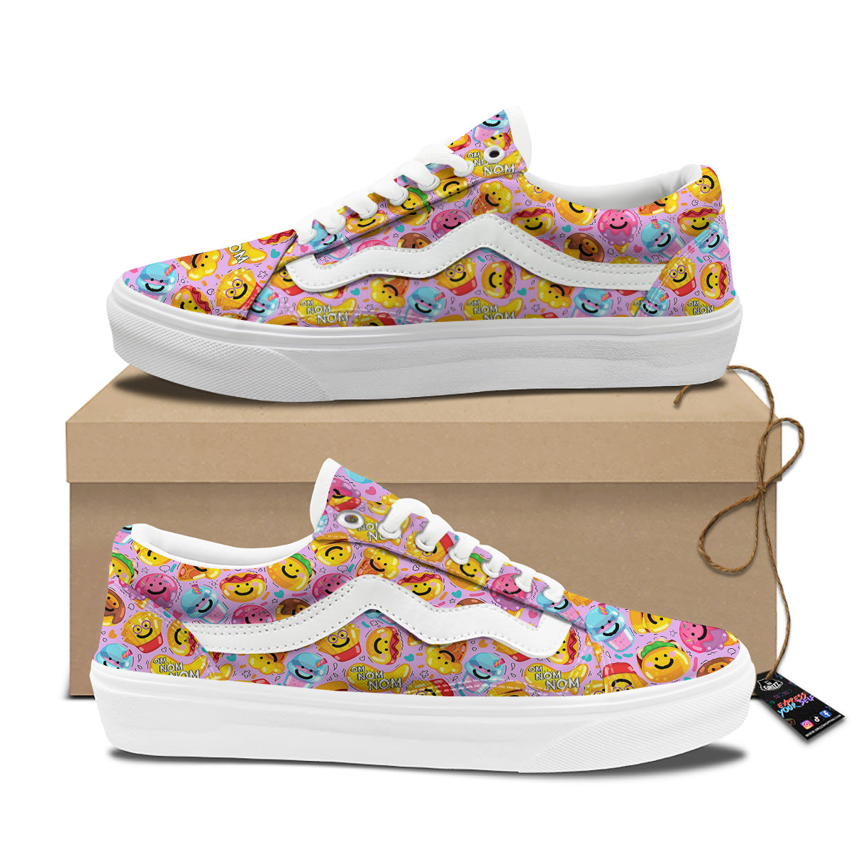 Cute Food Emoji Print Pattern Skate Shoes-grizzshop