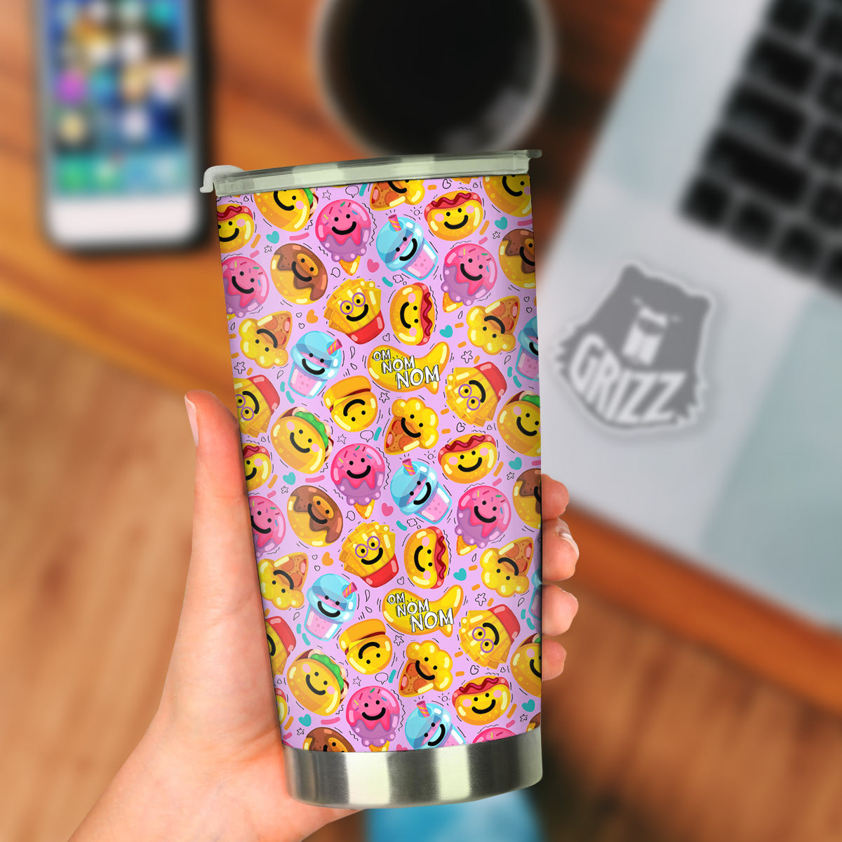 Cute Food Emoji Print Pattern Tumbler-grizzshop
