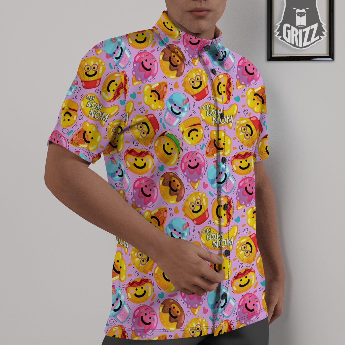 Cute Food Emoji Print Pattern Untucked Shirts-grizzshop