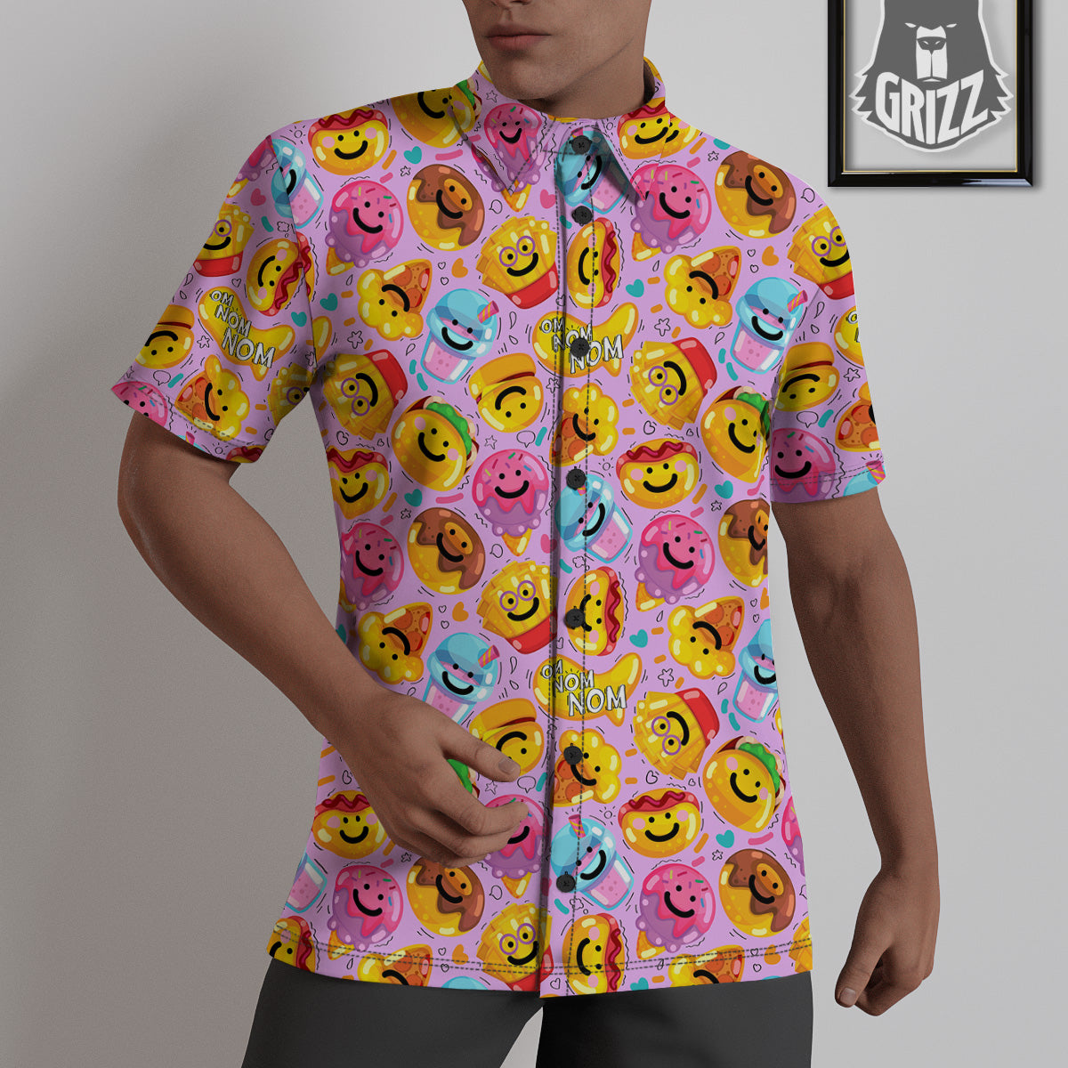 Cute Food Emoji Print Pattern Untucked Shirts-grizzshop