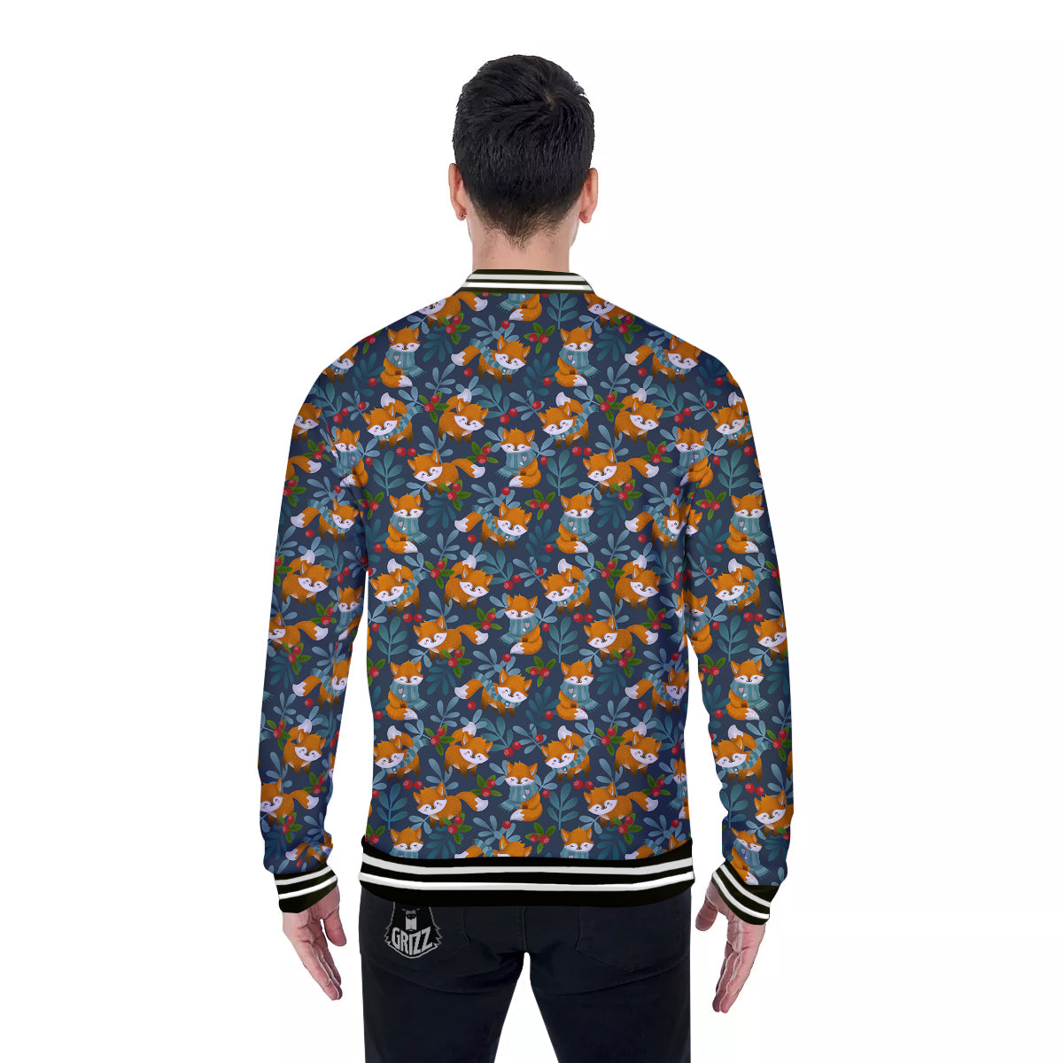 Cute Fox Print Pattern Baseball Jacket-grizzshop
